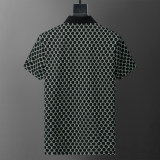 5A Spring Summer Jacquard Logo Short Sleeve Polo Shirt Dark Green 30114#
