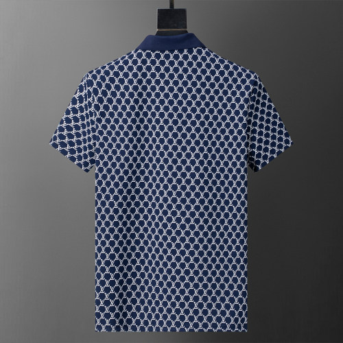 5A Spring Summer Jacquard Logo Short Sleeve Polo Shirt Blue 30114#