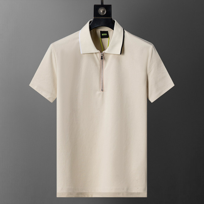 5A Spring Summer Simple Short Sleeve Polo Shirt Apricot 30096#