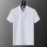 5A Spring Summer Flocked Print Logo Short Sleeve Polo Shirt White 30109#