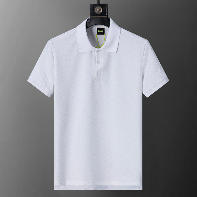 5A Spring Summer Flocked Print Logo Short Sleeve Polo Shirt White 30109#
