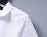5A Spring Summer Flocked Print Logo Short Sleeve Polo Shirt White 30109#