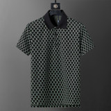 5A Spring Summer Jacquard Logo Short Sleeve Polo Shirt Dark Green 30114#