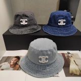 5A Simple Embroidered Logo Denim Bucket Hats