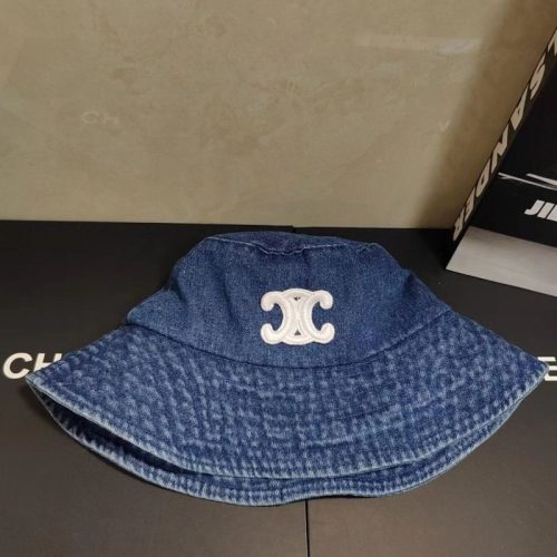 5A Simple Embroidered Logo Denim Bucket Hats Blue