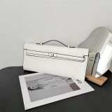 5A Women's Simple Solid Color Kelly Cut Pochette White