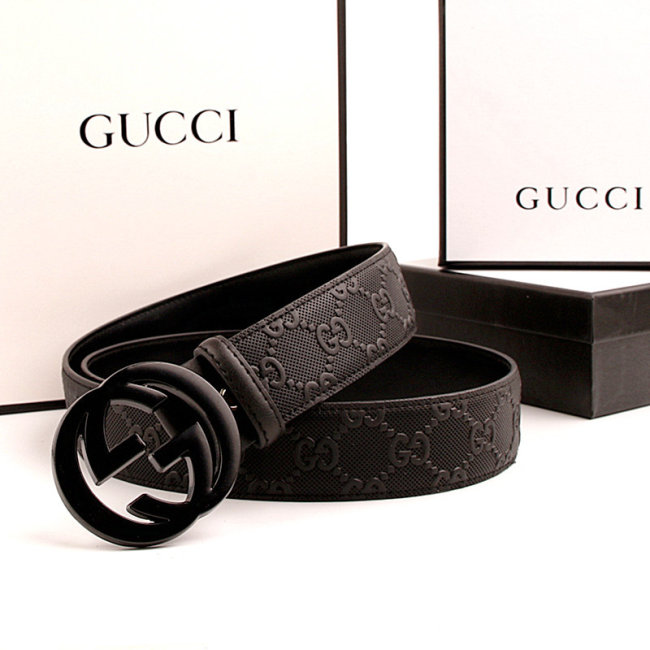 5A GG Signature Slide Buckle Belt Black 4cm