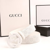 5A GG Signature Slide Buckle Belt White 4cm