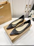 5A Women's FOLLIES STRASS Breathable Pointed-Toe Flats​ Ballet Pumps（Red Bottom）