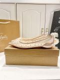 5A Women's FOLLIES STRASS Breathable Pointed-Toe Flats​ Ballet Pumps（Red Bottom）