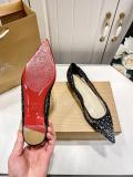 5A Women's FOLLIES STRASS Breathable Pointed-Toe Flats​ Ballet Pumps（Red Bottom）