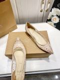 5A Women's FOLLIES STRASS Breathable Pointed-Toe Flats​ Ballet Pumps（Red Bottom）