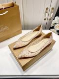 5A Women's FOLLIES STRASS Breathable Pointed-Toe Flats​ Ballet Pumps（Red Bottom）
