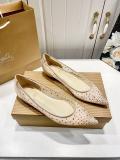 5A Women's FOLLIES STRASS Breathable Pointed-Toe Flats​ Ballet Pumps（Red Bottom）