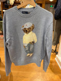 100% Cotton Oversized Soft Crewneck Warm Pullover Sweater Polo Embroidery Bear Loose Fit Jumper
