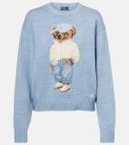 100% Cotton Oversized Soft Crewneck Warm Pullover Sweater Polo Embroidery Bear Loose Fit Jumper