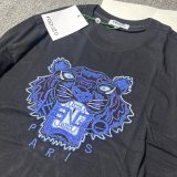 Tiger Head Logo Embroidery Cotton T-shirt Black