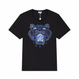 Tiger Head Logo Embroidery Cotton T-shirt Black