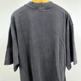 Original Wheat 1917 SS22 Cracked Print Tee - Distressed Vintage Wash, Unisex Oversize Black