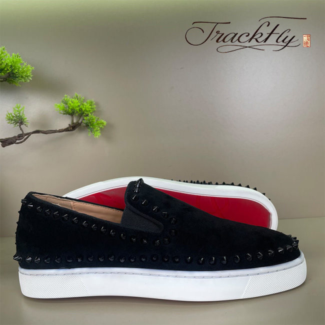 5A CL Pik Boat Black Studded Men's Sneakers