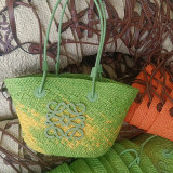 5A Anagram Basket bag in iraca palm and calfskin Tote Bag