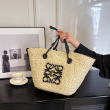 5A Anagram Basket bag in iraca palm and calfskin Tote Bag