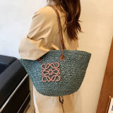 5A Anagram Basket bag in iraca palm and calfskin Tote Bag