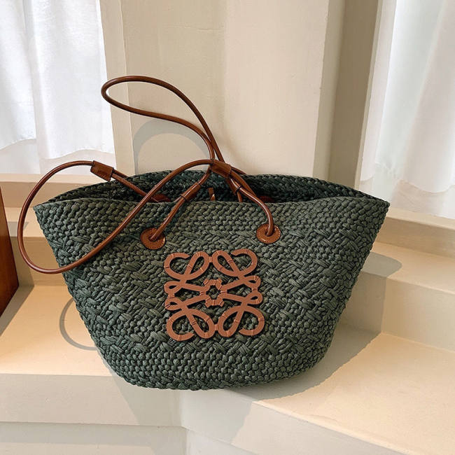 5A Anagram Basket bag in iraca palm and calfskin Tote Bag