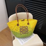 5A Anagram Basket bag in iraca palm and calfskin Tote Bag
