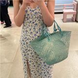 5A Anagram Basket bag in iraca palm and calfskin Tote Bag