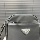 Original Re-Nylon Saffiano Leather Crossbody Bag Convertible Men's Bag Black