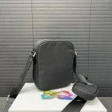 Original Re-Nylon Saffiano Leather Crossbody Bag Convertible Men's Bag Black