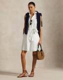 5A Women Oxford Belted Sleeveless Shirtdress