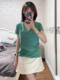 5A Women Cotton Jersey V-Neck Tee T-shirt