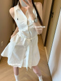 5A Women Oxford Belted Sleeveless Shirtdress