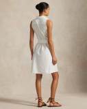 5A Women Oxford Belted Sleeveless Shirtdress