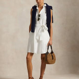 5A Women Oxford Belted Sleeveless Shirtdress