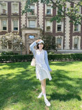 5A Women Oxford Belted Sleeveless Shirtdress