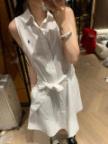 5A Women Oxford Belted Sleeveless Shirtdress
