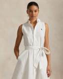 5A Women Oxford Belted Sleeveless Shirtdress