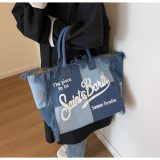 5A Women's Cotton Canvas Vanity Tote Bag Denim Blue