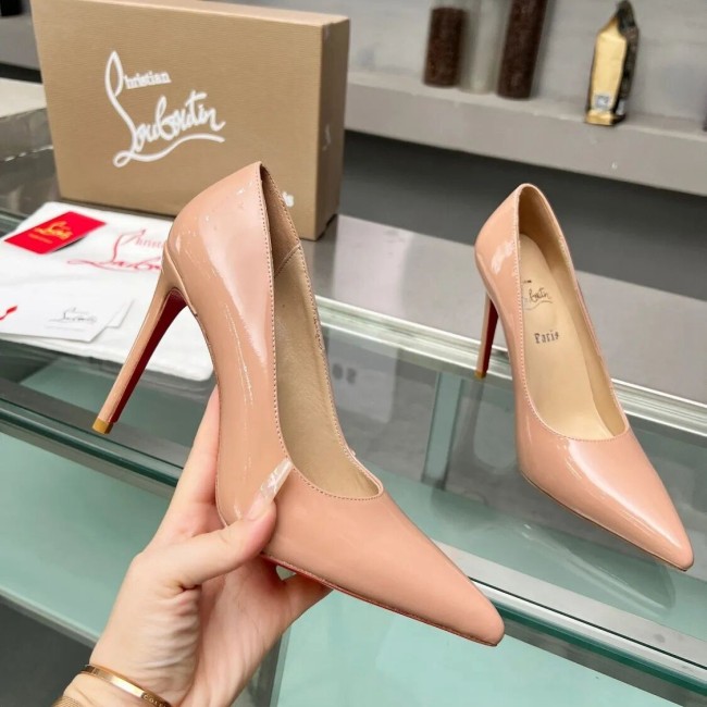 5A Women's MISS Z 85-105 Pointed Toe Stiletto Heels Court Shoes Patent Leather Pumps（Red Bottom）