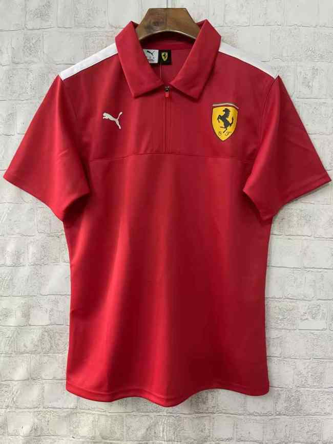 5A Ferrari F1 2025 Polo Shirt Red Men's Racing Team Logo Short Sleeve Shirt