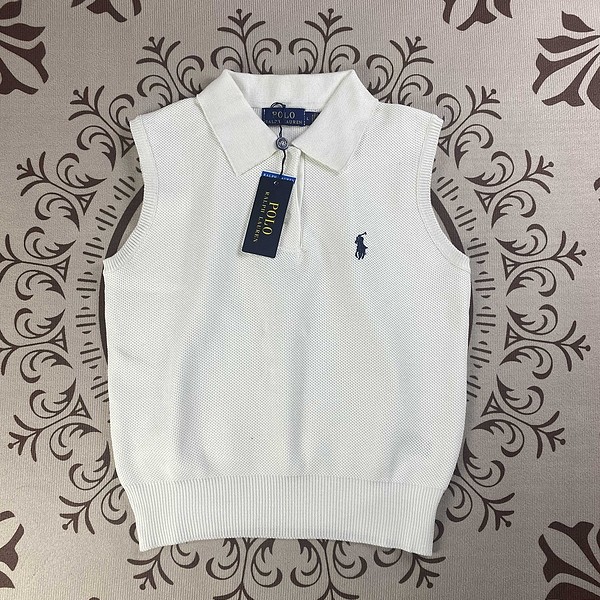 5A Women Cotton Cropped Sleeveless Polo Sweater