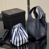 Original Polo Play Small Leather Tote Shoulder Bag Pebbled Full Grain