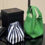 Original Polo Play Small Leather Tote Shoulder Bag Pebbled Full Grain