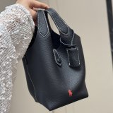 Original Polo Play Small Leather Tote Shoulder Bag Pebbled Full Grain