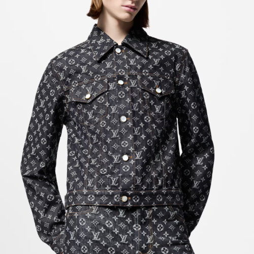 5A MONOGRAM DNA Jacquard Logo Denim Jacket Black 1AFWWU