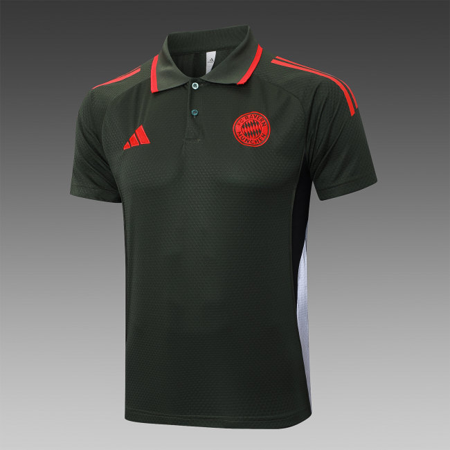 5A 25~26 Bayern Munich Training Polo Shirt - Dark Green Football Top
