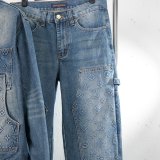 5A Work Denim Jacket Jeans Suit Blue